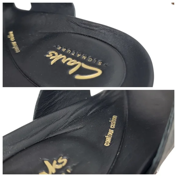 Clarks Sivanne Walk Wedge Sandal Black Leather Slip On Clog Slide Women’s 8.5 - Picture 14 of 17